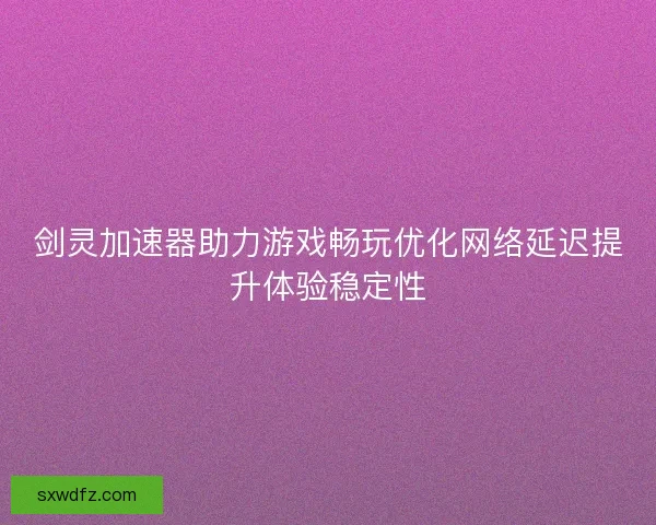 剑灵加速器助力游戏畅玩优化网络延迟提升体验稳定性