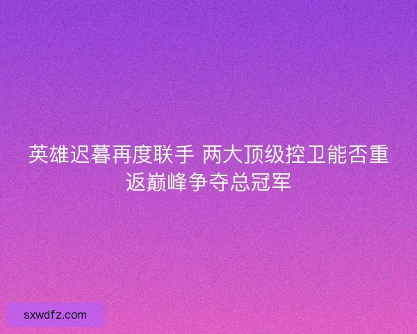 英雄迟暮再度联手 两大顶级控卫能否重返巅峰争夺总冠军
